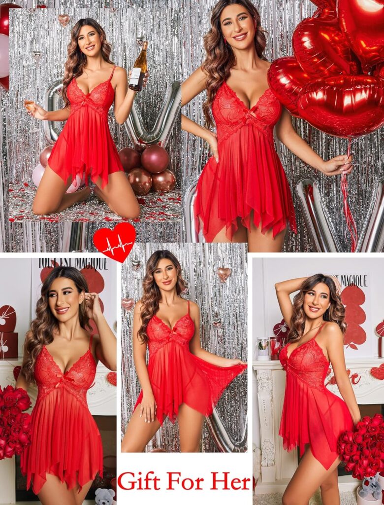 Avidlove Lingerie for Women Lace Babydoll Sleepwear Boudoir Outfits Plus Size Langeray XS-5XL