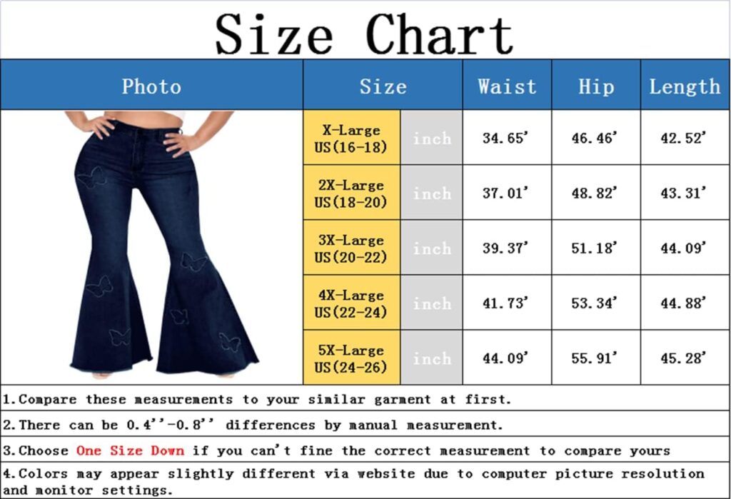 BessCops Womens Ripped Bell Bottom Plus Size Jeans Elastic Waist Flared Jean Pants